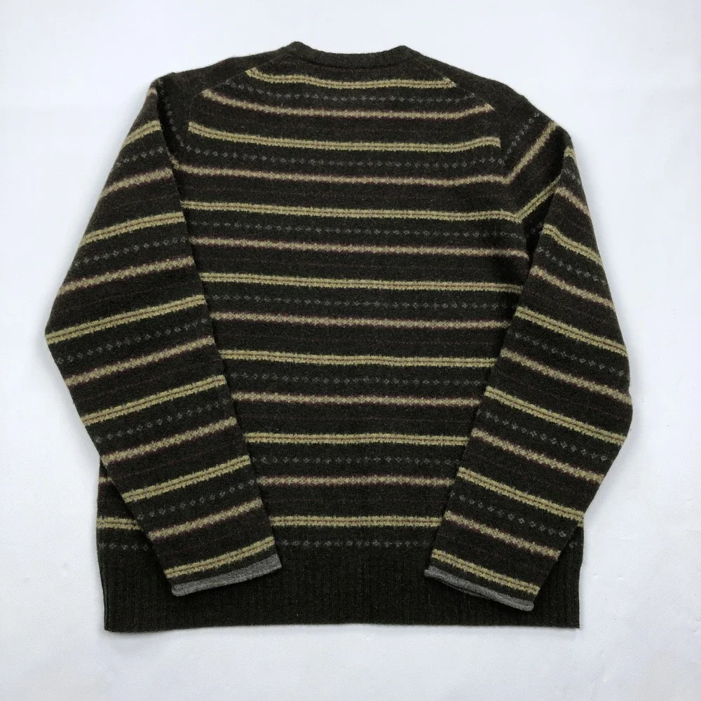 J. Crew Men's M Lambswool Fair Isle Pattern Crew Neck Sweater Vintage Stripe